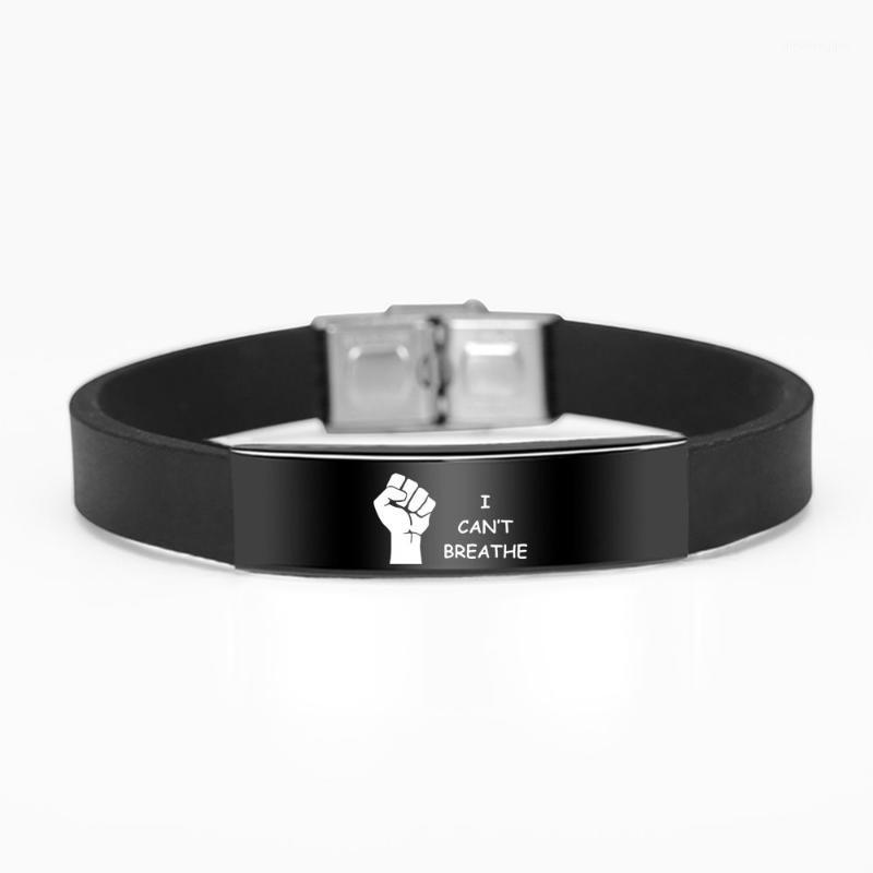 

American Protest I Can't Breathe Silicone Stainless Steel Black Elbow Bracelet New Arrival Black Power Jelly Bracelet1