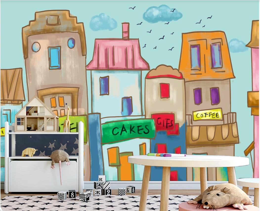 

3d wallpaper custom photo murals Hand-painted modern simple color house children's room background wall decor wall art pictures, Non-woven fabric