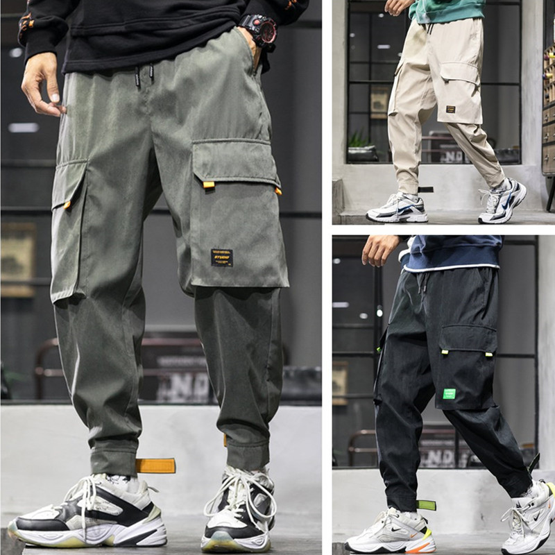 

Multi-pocket Cargo Pants Men Patchwork Jogger Pants Quality Plus Size Harajuku Streetwear Baggy Men Oberol Para Hombre, Black