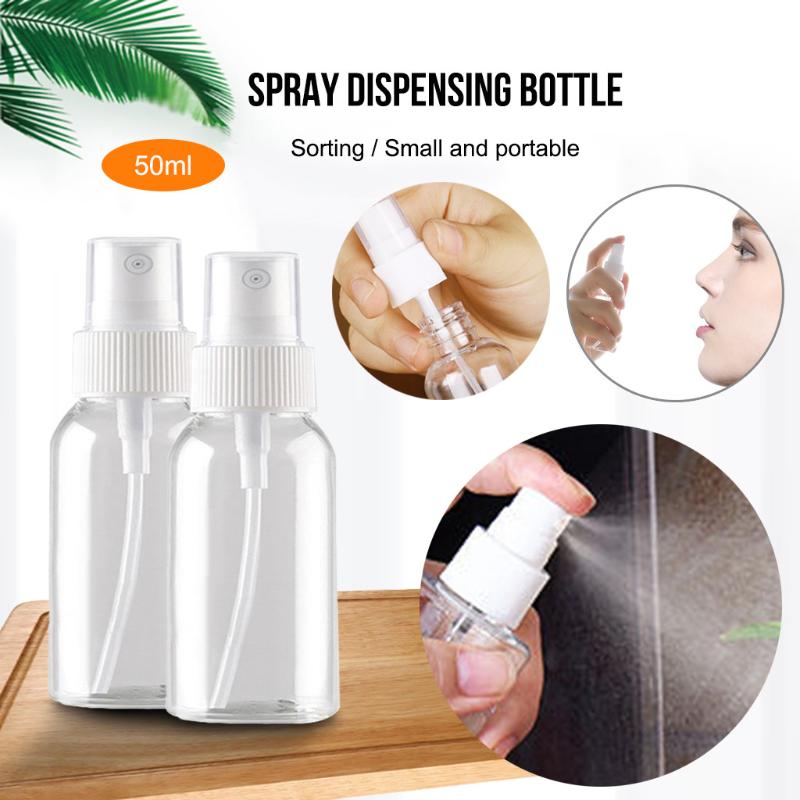 

1/2PCS 50ML Transparent Spray Bottle Plastic Bottle Travel Portable Reusable Empty Spray For Make Up And Skin Care