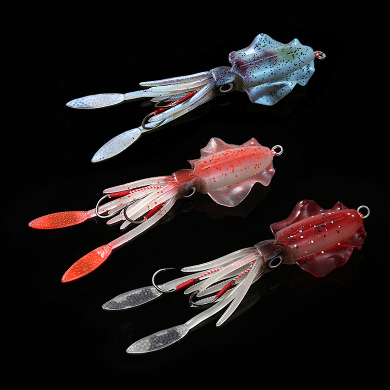 

15cm 60g UV Glow Fishing Soft Squid Lure Octopus Calamar pesca mar sea fishingwobbler bait jigs fishing lures silicone lures