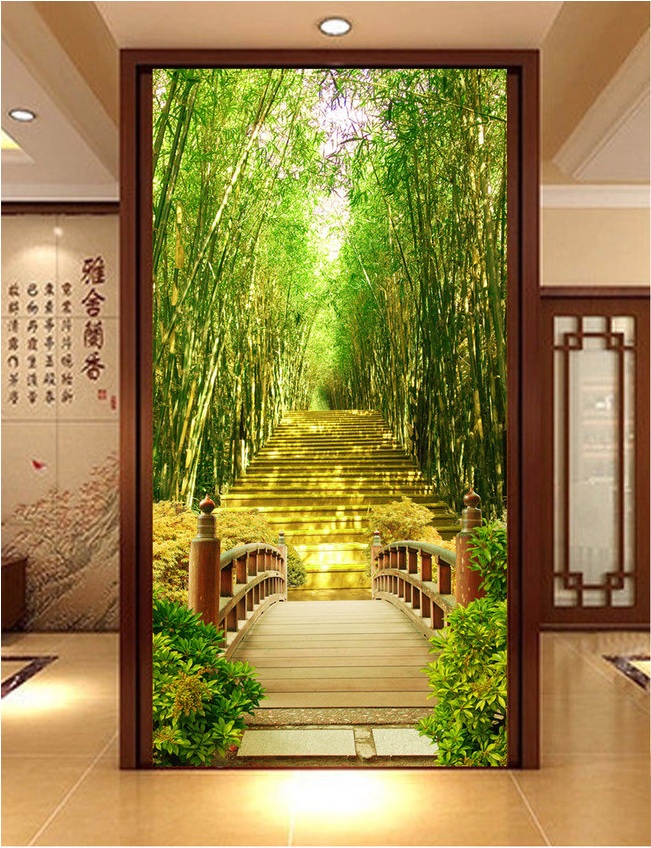 

WDBH 3d wallpaper custom photo Bamboo forest bridge ladder porch background home decor living room 3d wall muals wall paper for walls 3 d, Non-woven