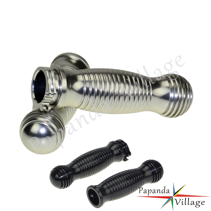 

Old School Motorbike Accessories Silver CNC Aluminum 1" Handlebar Grips 25mm Hand Grip for Bobber Cruiser Chopper Custom