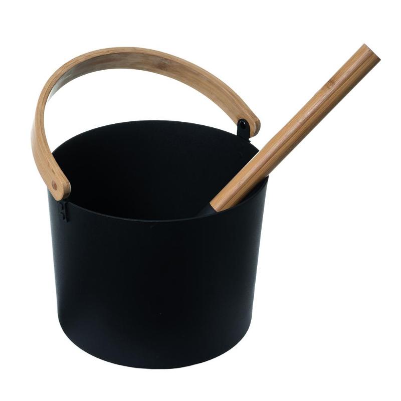 

7L Luxurious Finnish Sauna Aluminum Bucket With Long Handle Spoon Set Matching Ladle Sauna Barrel