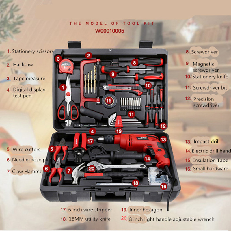 

170PCS Tool Set Household Set Hardware Toolbox Multifunctional Electrician Woodworking Manual Maintenance Combination