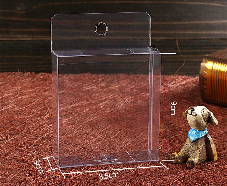 

50pcs 3*8.5*9cm clear plastic pvc hook box packing boxes for gift/Phone/candy/cosmetic/craft square transparent pvc Box