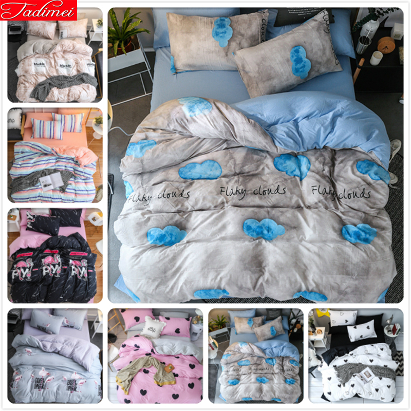 2019 New Autumn Winter Soft Warm Duvet Cover 3 Bedding Set Adult