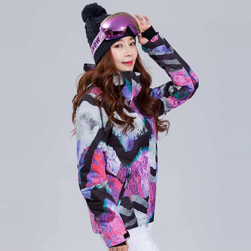 

GSOU SNOW Brand Waterproof Windproof Women's Ski Jacket Outdoor Female Snowboard Jacket Hiking Winter Thermal Coat Girls, Beige