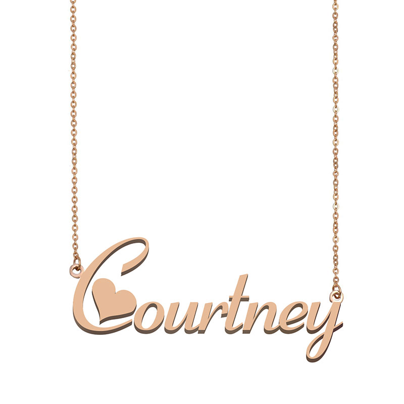 Courtney Name Necklace Pendant for Women Girls Birthday Gift Custom Nameplate Kids Best Friends Jewelry 18k Gold Plated Stainless Steel-image-530539135