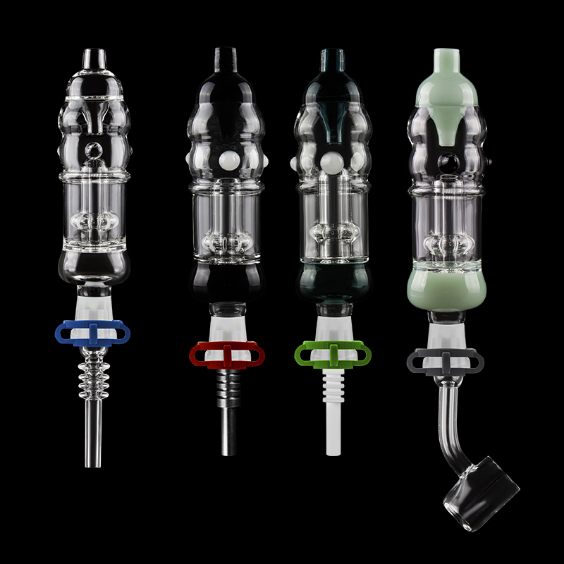 

Glass Water Pipe Pro Kit With Gr2 Titanium Quartz Tip 14mm Birdcage Diffuser Perc Plus Oil Rigs colored Oil Burner Pipe Bong Bubblers