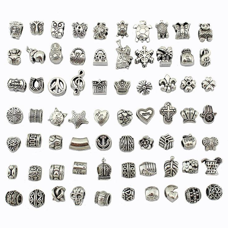

Bead Mix Style Antique Silver Plated Alloy Big Hole Charms Spacer Beads fit pandora pretty DIY Jewelry Necklaces & Pendants charms Beads, Black