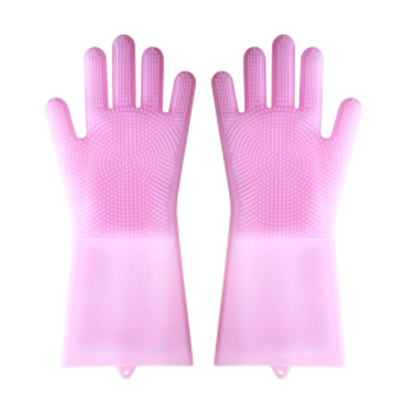 

Saingace Magic Reusable Silicone Gloves Cleaning Brush Scrubber Gloves Heat Resistant For Dish Wash Cleaning Pet Hair Feb.23