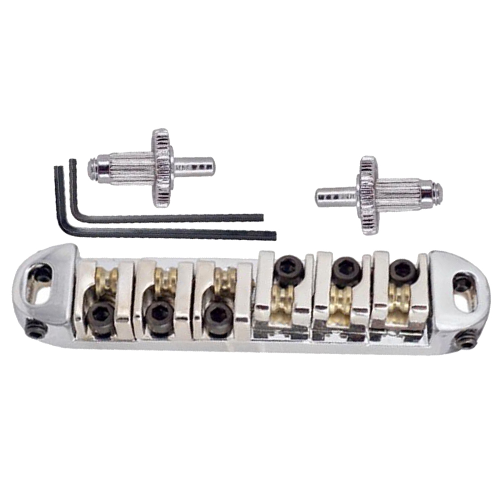 

Electric Guitar Silver Bridge Roller Saddle with Hex Wrench for Bass Les Paul Guitar Parts