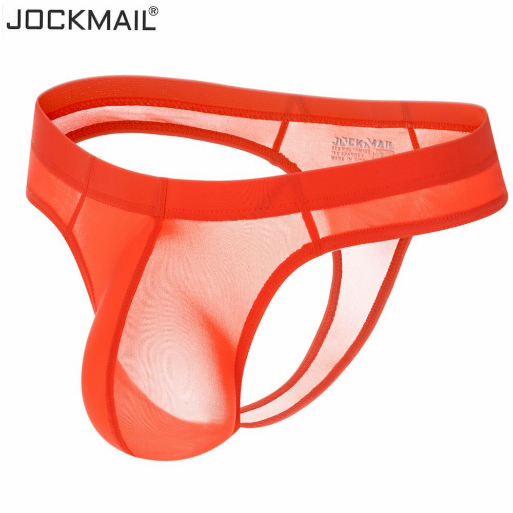 

JOCKMAIL Ultra-thin Ice Nylon sexy underwear men bikini briefs Transparent mens thongs g strings tanga hombre slip gay underwear, Black