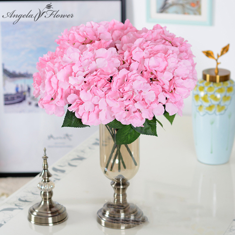 

Big 65cm 5branches artificial flower hydrangea bouquet Mallorca bridal bouquet wedding props silk flower wall decor home 13color, Blue