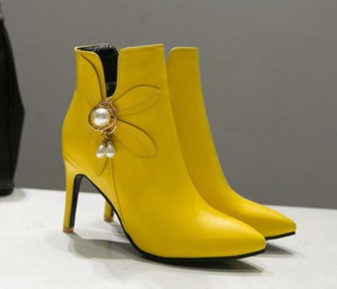 Women's Boots in winter High fine heel pointed end Keep warm Non-slip@18