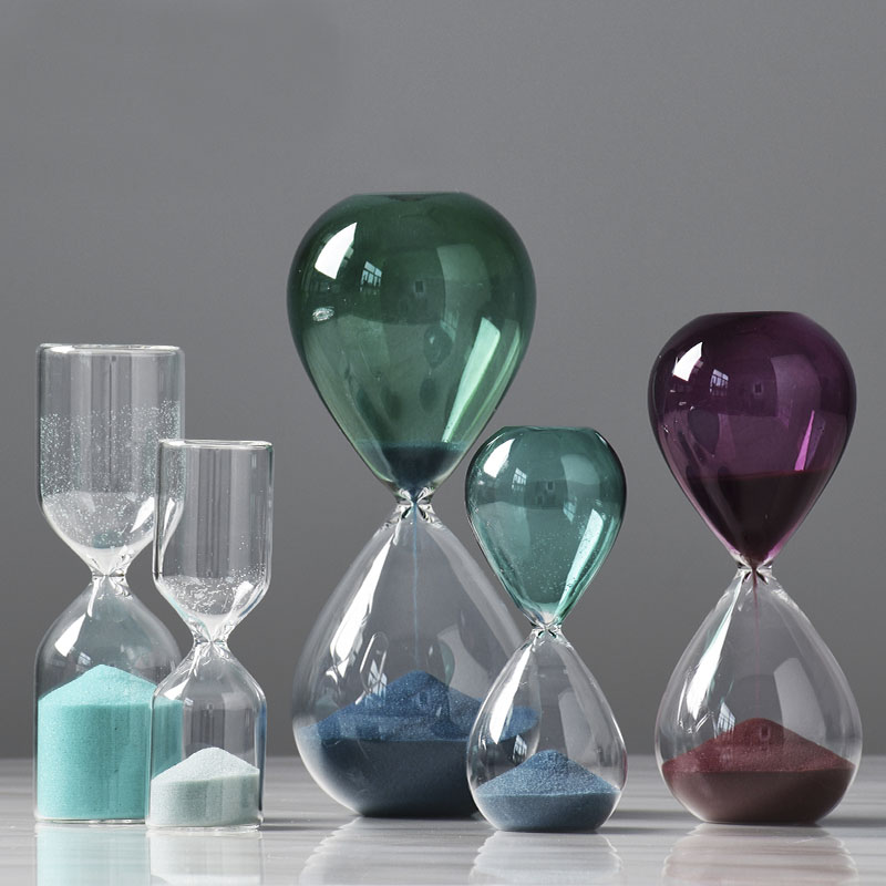 

Home Deco Clocks Glass Hourglass Sand Timer Purple Red Green Blue Home Coffee Shop Decoration Adornment Student Birthday Gif