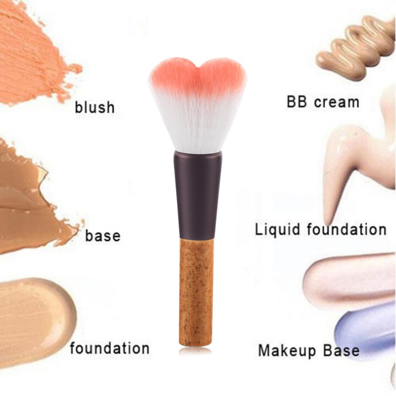 

1Pc Wooden Handle Loose Powder Brush Beauty Women Blush Brush Cosmetic Foundation Nylon Bristles Fan