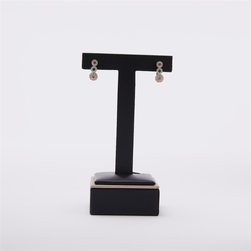 

Gold color earring red and green stone fashion jewelry copper earring