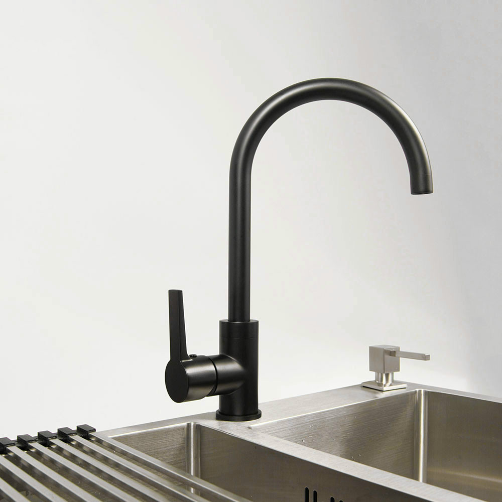 

Matte Black Stainless Steel Kitchen Sink Faucet Hot & Cold Water Mixer Deck Mounted Kitchen Tapware