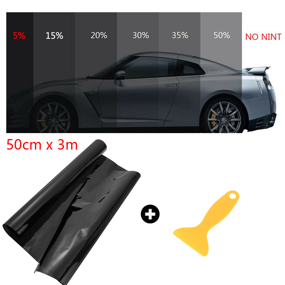 Window Tint Film Glass 50 X 300cm Dark Black Car Vlt 25 Roll Solar Protection Automotive Window Tints