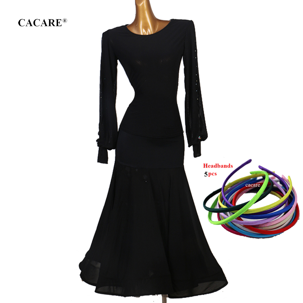 

Ballroom Dance Competition Dresses Waltz Dress Standard Dance Dresses Top Shirt Skirt Set Dancing Outfits D0459 Mesh Sleeve Big Hem, Green