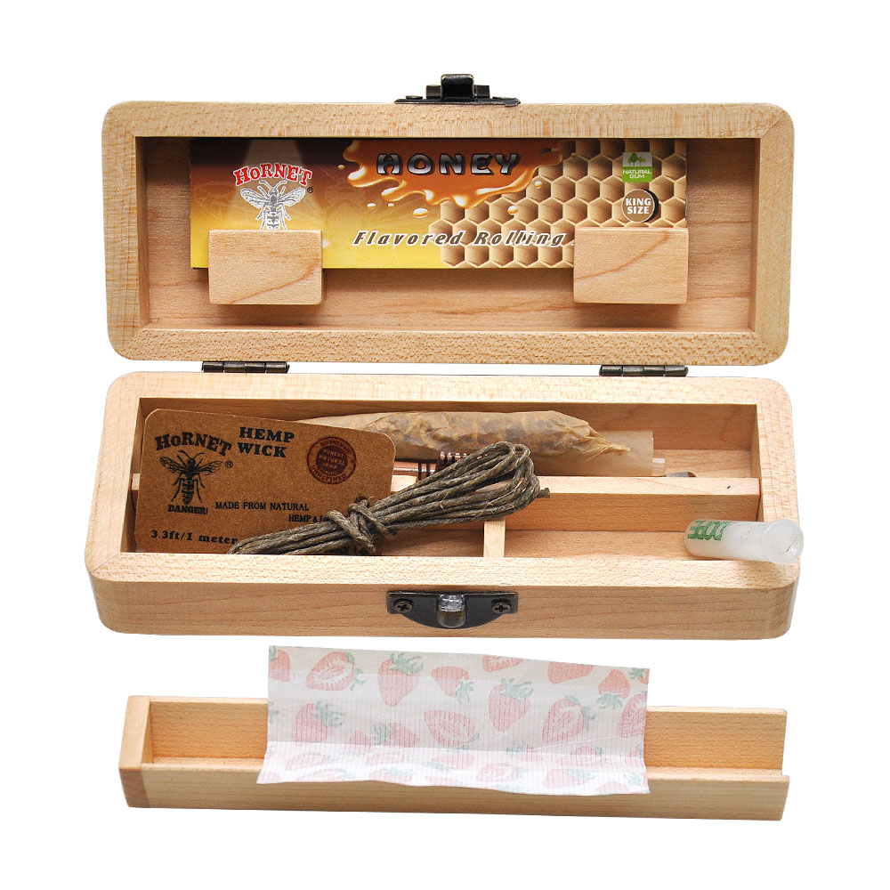 

High Quality Wood Stash Box With Rolling Tray Natural Handmade Wooden Tobacco and Herbal Storage Box For Smoking Pipe Accessories