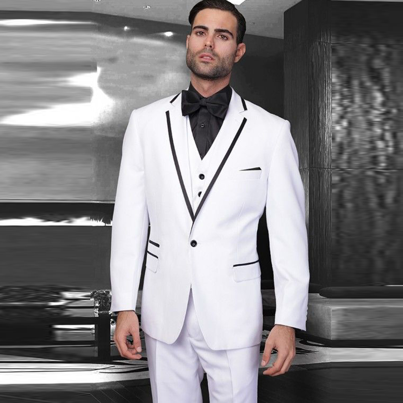 

White One Button Groom Suit Mens 3 Pieces Suits for Wedding Notched Lapel Wedding Tuxedo Suit for Man, Beige