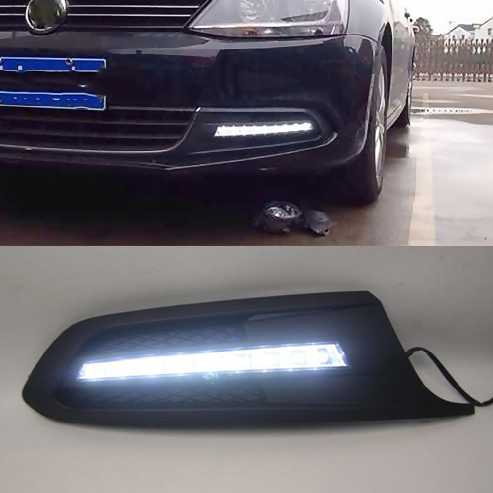 

1 Pair DRL Daytime Running Lights Fog head Lamp cover car styling white Daylight For Volkswagen VW Jetta Sagitar 2012 2013 2014