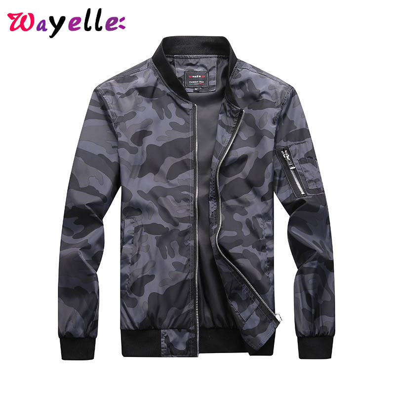 

2019 New Brand Autumn Men's Camouflage Jackets Male Coats Camo Bomber Jacket Clothing Outwear Plus Size -7XL, Dark grey
