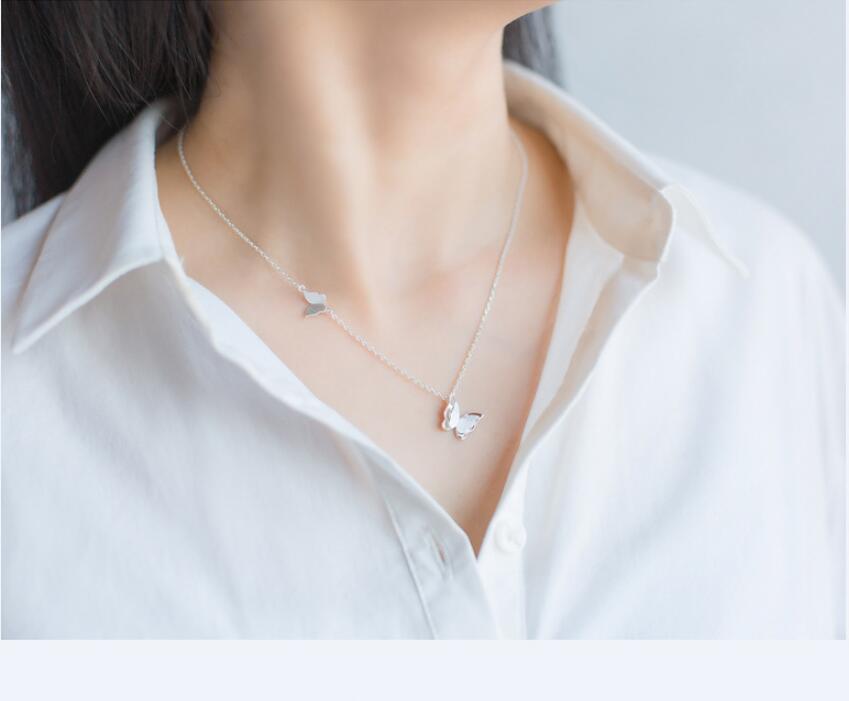 

S925 Sterling Silver Butterfly Necklace Fashion Sweet Pendant Clavicle Chain Luxury Designer Necklace Gift for Women