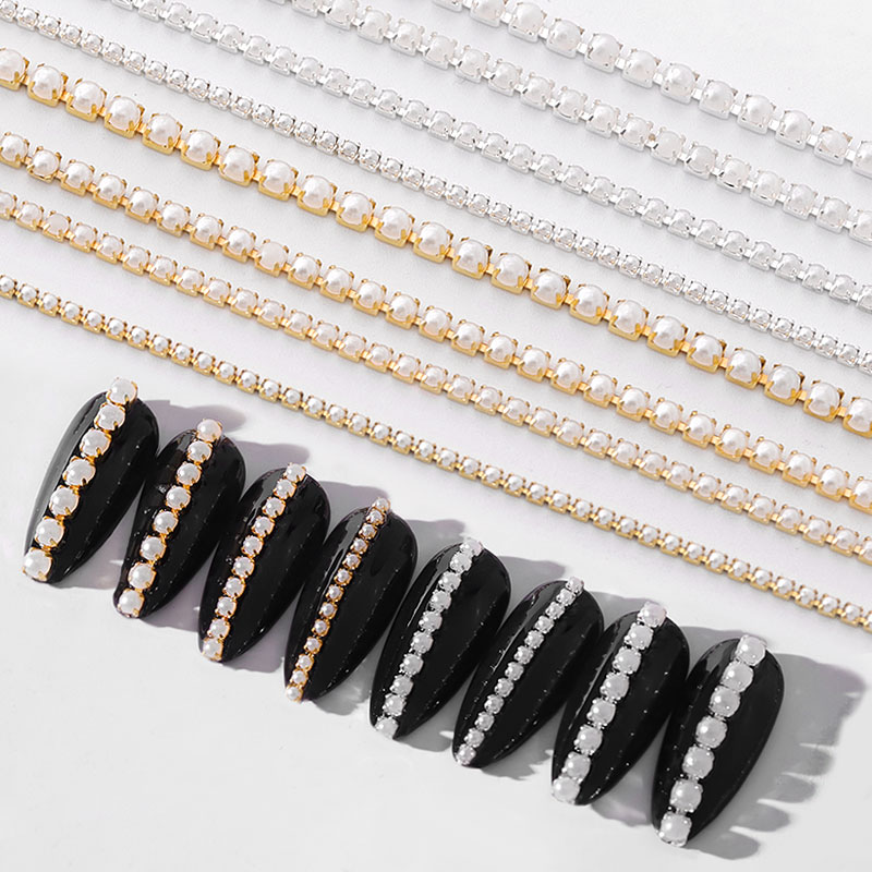 

3D Metal Nail Art Decoration Gold Metal Chain Beads Line Multi-size Snake Bone DIY Manicure Nail Decoration