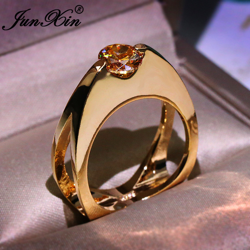 Cherryn Jewelry Rose Gold Plated Emerald Finger Ring Elegant wedding Jewelry zirconia engagement vintage Ring R013