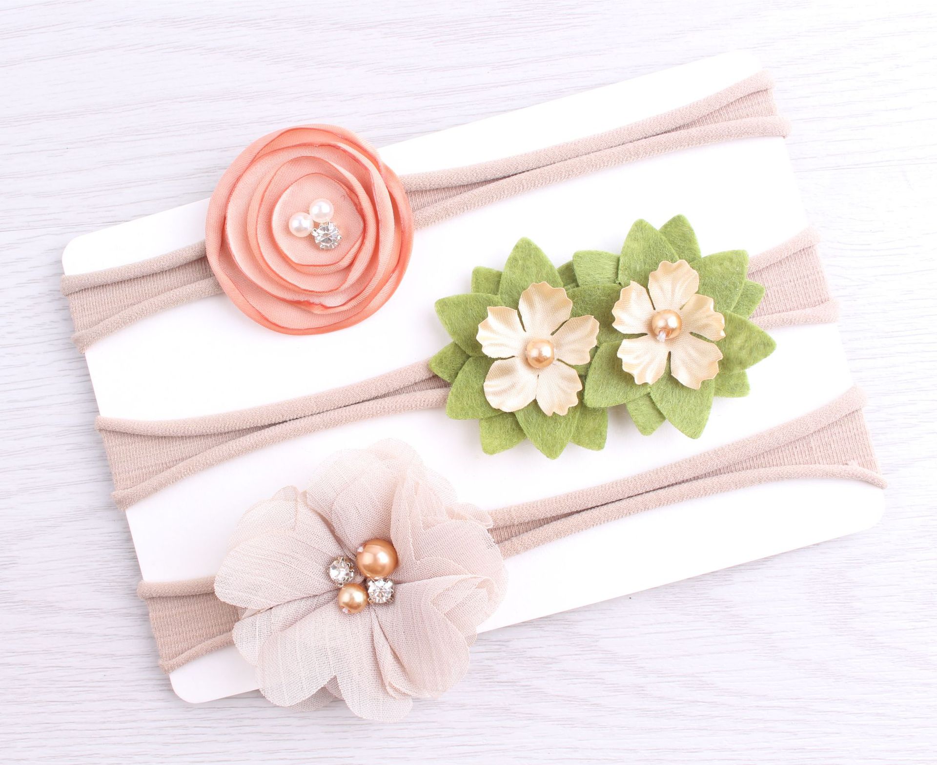 Wholesale Baby Girl Kids Peony Daisy Flower Hair Bows for Headband Soft Strecth