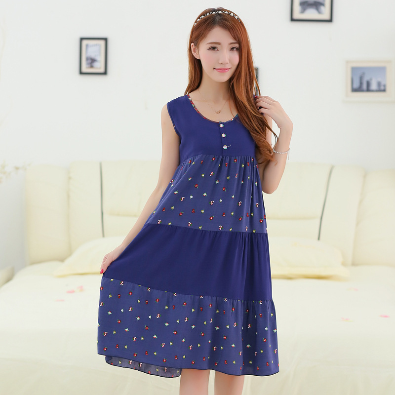 

Loose Nightgown Navy Blue Nightdress Cotton Sleepwear Women Nightwear Summer Home Dress Gown Sexy Sleep Shirt Nightshirt -XXL, Sunset red
