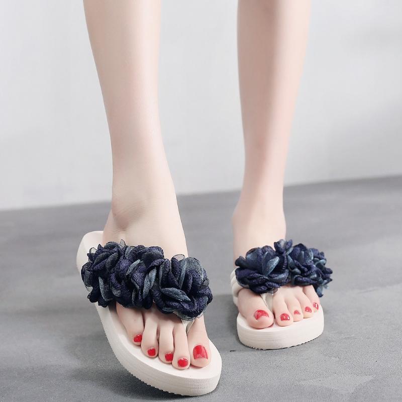

Womens Fashion Beach Slippers Flip- flop Ladies Wedges Non-Slip Sandals Fashion Rose Flower Casual Walking Shoes Slippers #4.6, Lb
