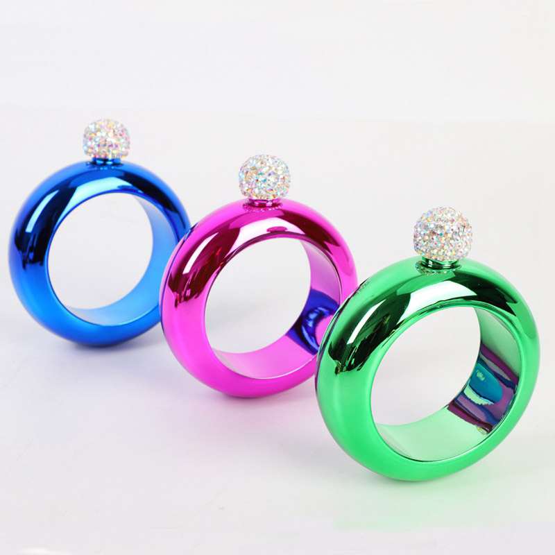 

100ml Stainless Steel Bracelet Hip Flask 304 Stainless Steel Outdoor Portable Hip Flasks with Diamond Lid for Gifts 11 Color HHA771