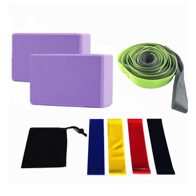 

Hot Sale Yoga Belts Delicate Design Portable 8pcs/set Yoga Blocks Bricks Resistance Bands Stretch Strap Fitness Equipment, Blue