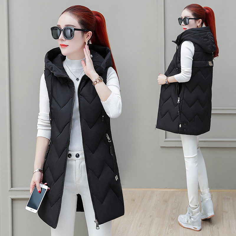

Wholesale women's long section autumn and winter new sleeveless down cotton vest jacket, Caramel