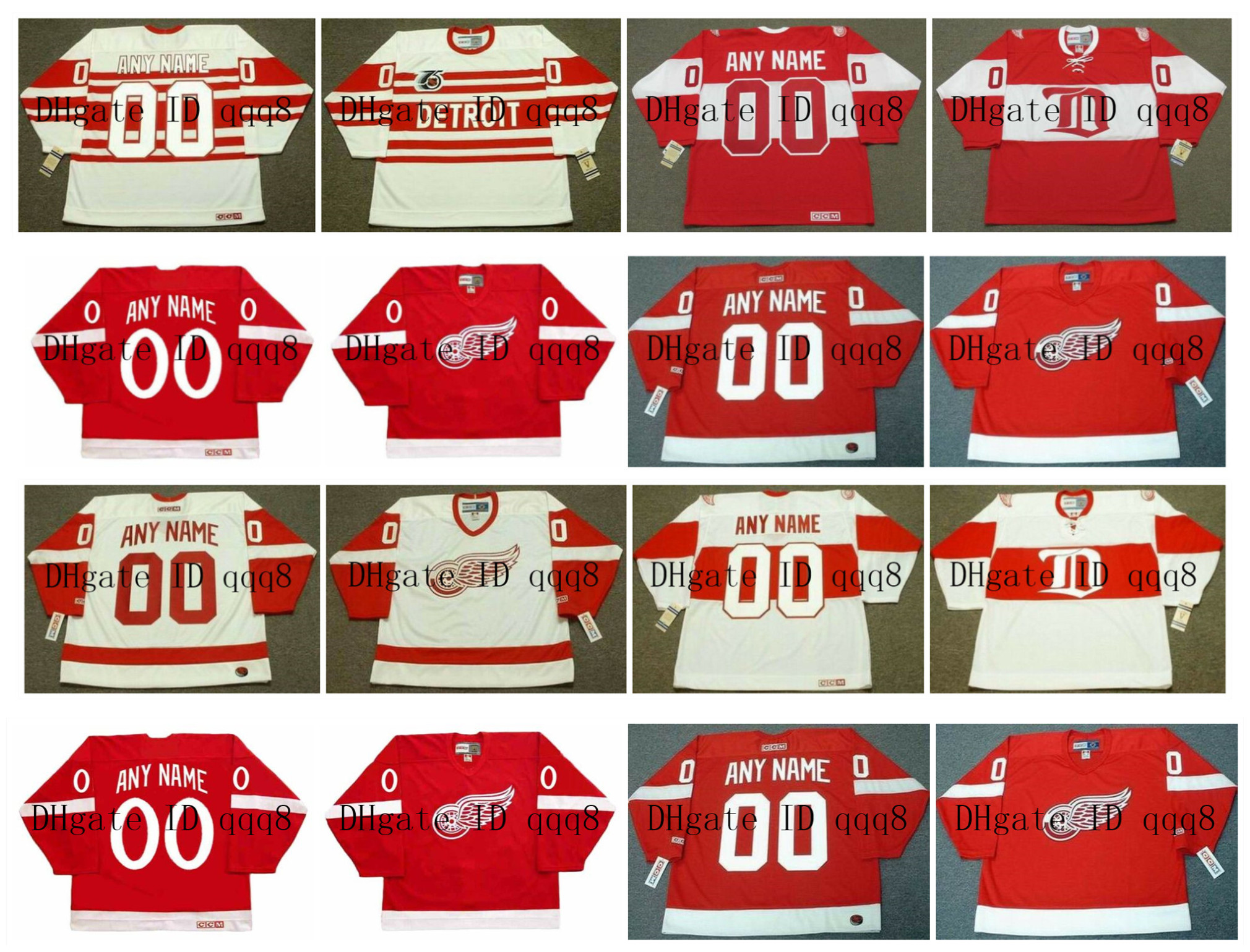 

Custom VINTAGE DETROIT RED WINGS Jerseys Personalization Ice Hockey Jerseys Red White Stitched Any Name Number Size S-XXXXL, As pic