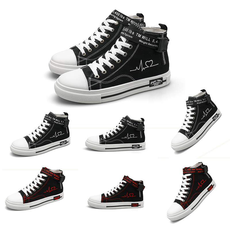 

Fashion women men Canvas shoes High Casual shoes Black White Red Platfom designer sneakers Homemade brand Made in China size 39-44, A1