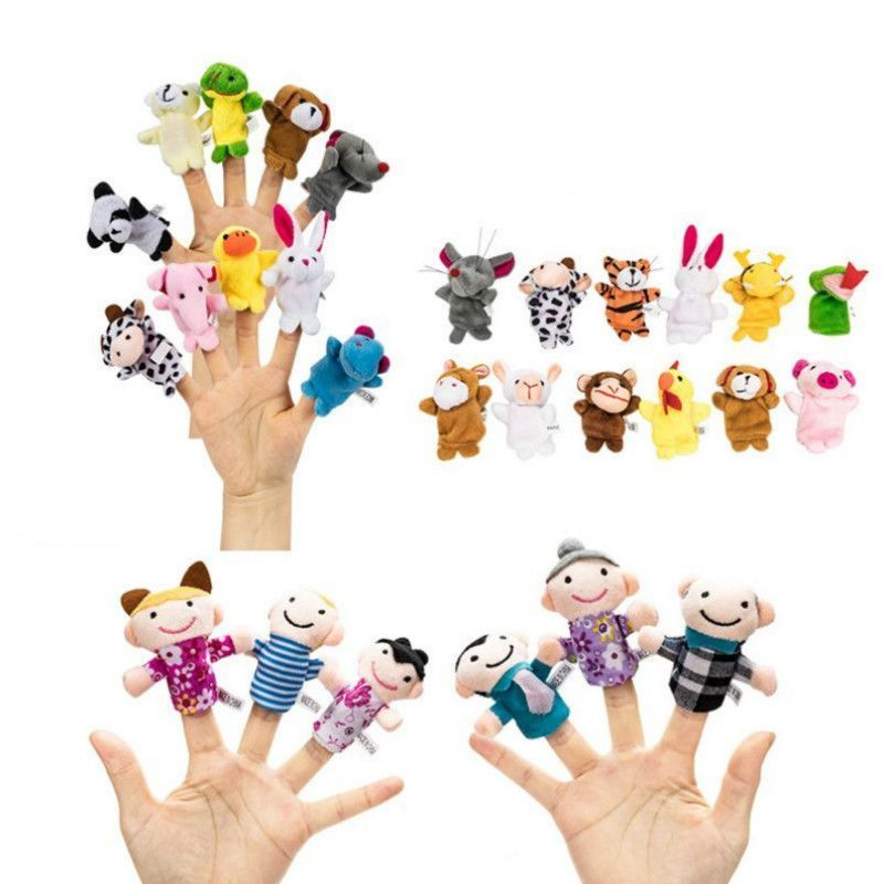 

Clearance Cute Cartoon Animal Finger Puppet Stuffed Plush Toys Child Baby Favor Dolls Tell Story Props Boys Girls Puppets
