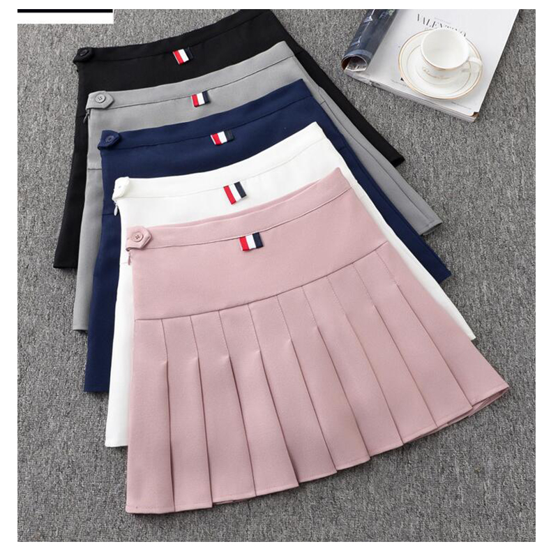 

Japanese skirt skirt women summer high spring pleated short BB157, Black