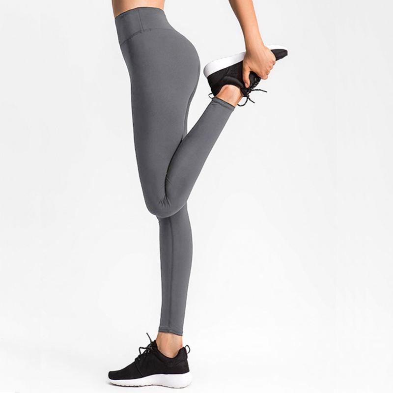 

2020 Gym Women Sports high rise leggings quality High Elastic Waist Solid 4-way Stretch Skinny Workout Leggins Ladies Pants Size, Black