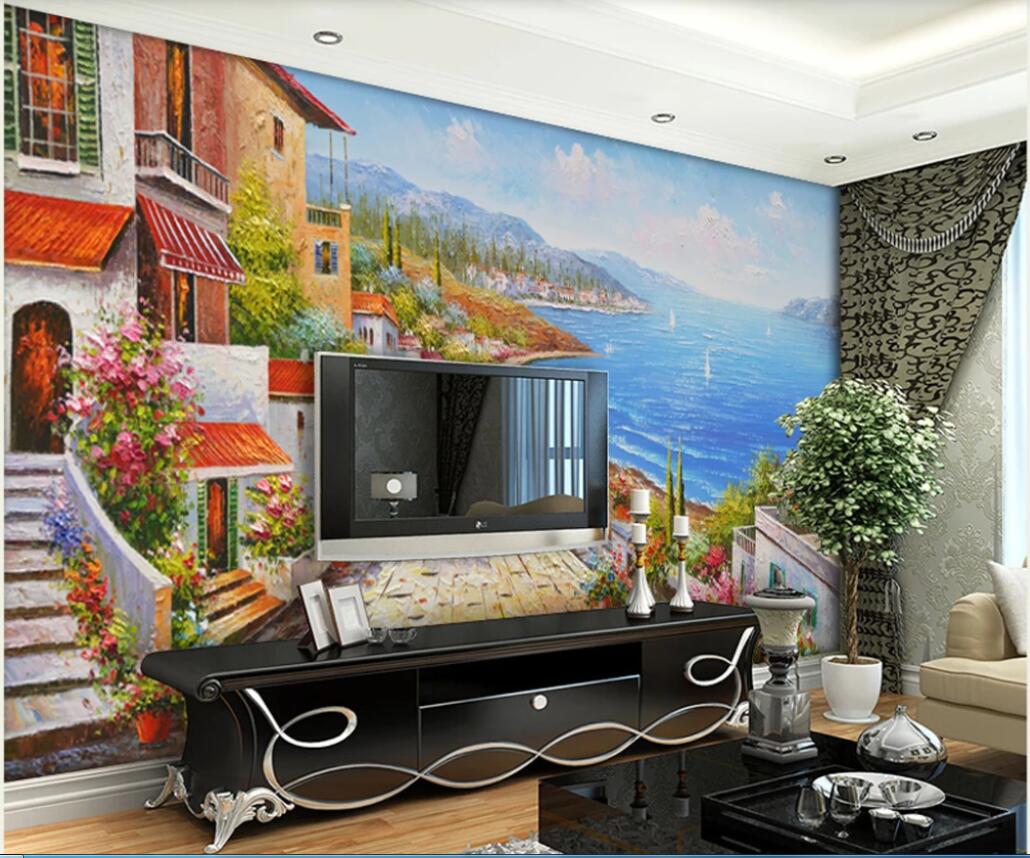 

3d wallpaper custom photo murals Hd giant three-dimensional oil painting of the sea of love decor wall art pictures, Non-woven fabric