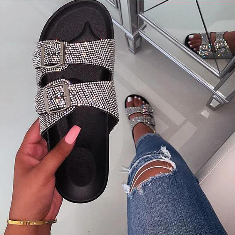 blinged out flat sandals