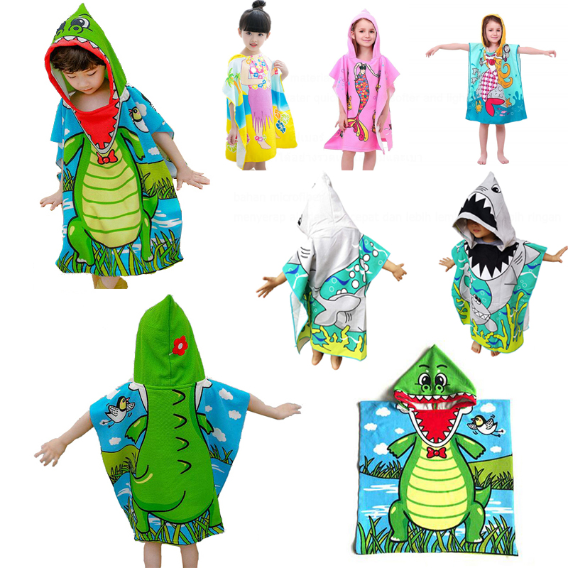 

Kids cartoon Bathrobes Kids Bath Towels Hooded Poncho Mermaid towel Swim Pool Beach towel Cartoon Kids Cloak Mermaid Bath shower Robe