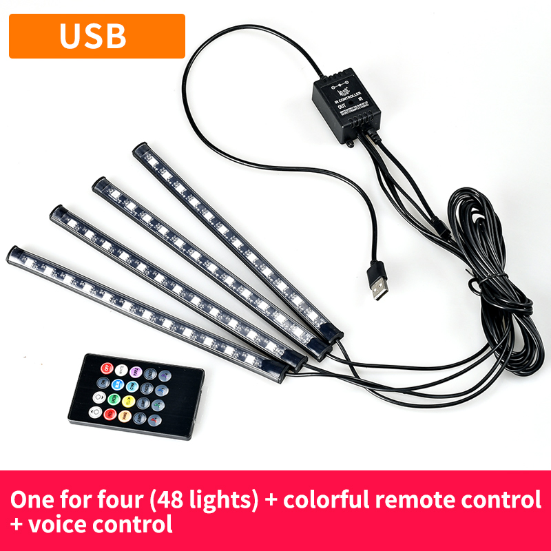 

12led car foot lamp Atmosphere lamp with usb/wireless remote/music control/Multiple modes Automotive interior decorative lights