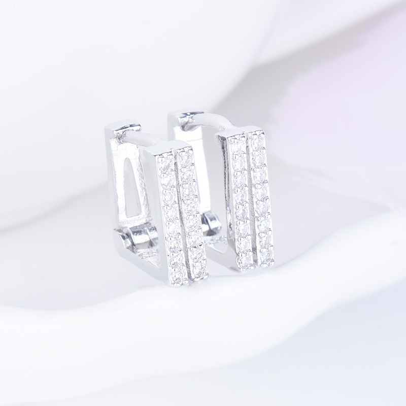 

Dangle & Chandelier And Exquisite S925 Silver Hollow Square Geometric Jewelry Ladies Engagement Wedding Gift Earrings