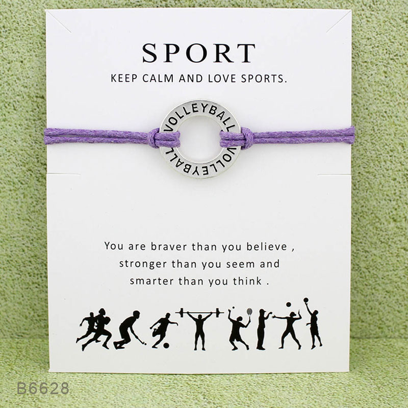 

volleyball SPORT Handmade Rope Charm Bracelets for Women Men Friendship Statement Best Wish Jewelry Gift With Cards